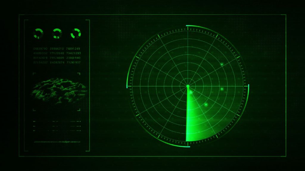 Schermo di un sonar in funzione